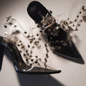 Stud clear heels